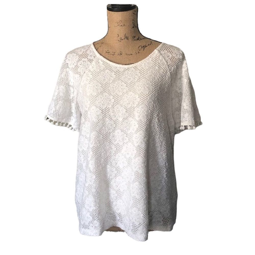 eri + ali Bianca lace top white Med
